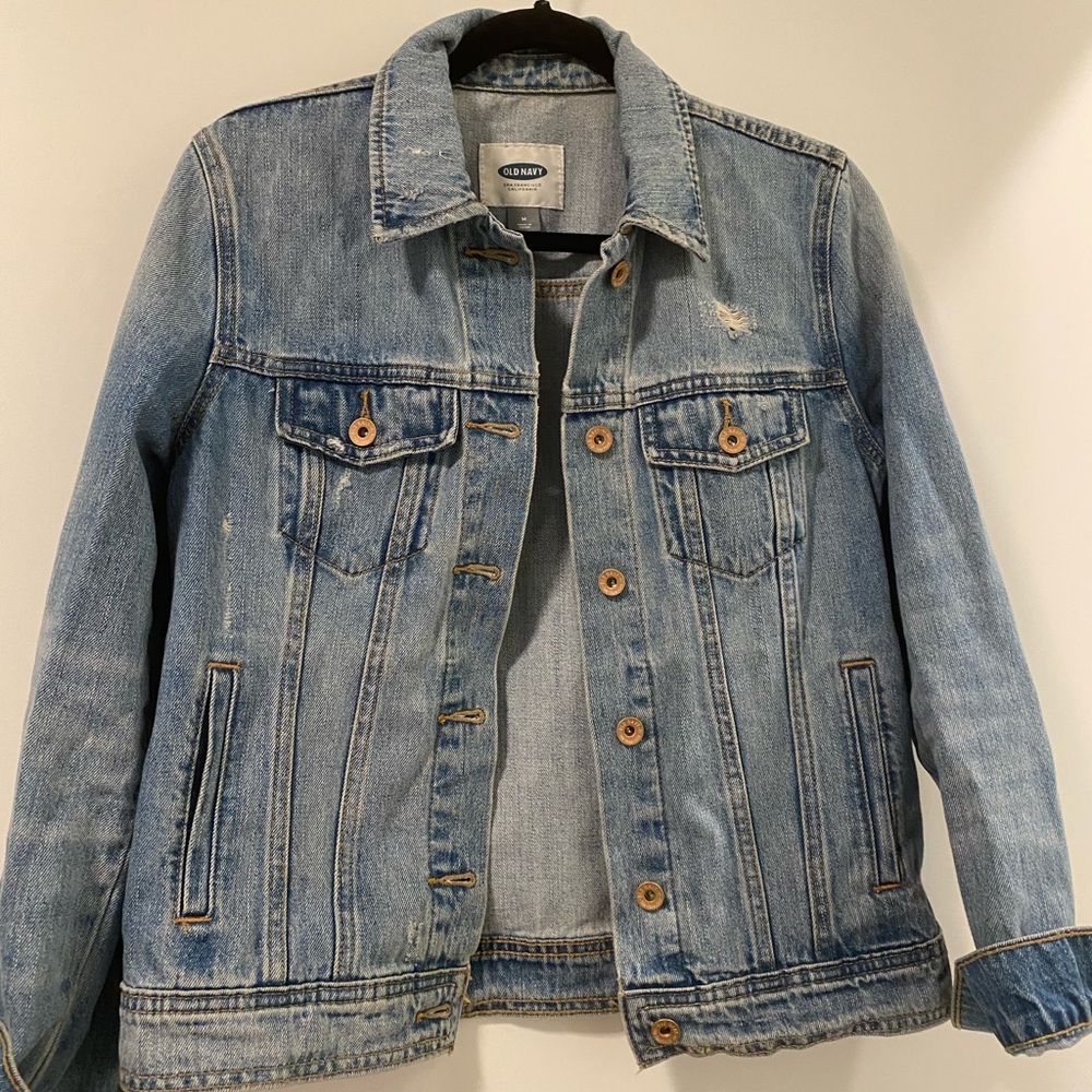 Distressed denim jacket